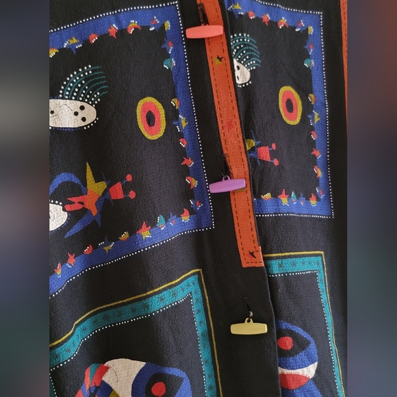 Vintage Nino Wong Abstract Black Shirt Sz M Made in USA 80's Vibes Unique Retro - Picture 6 of 14